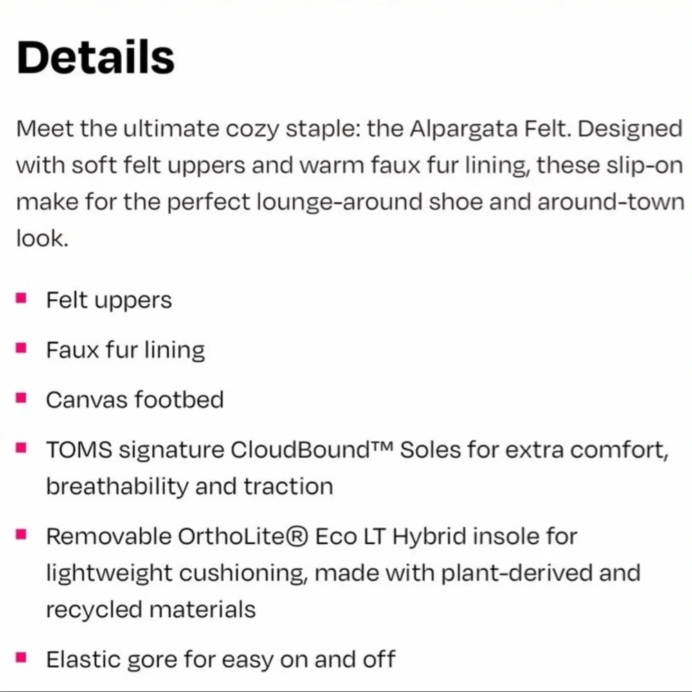 TOMS Alpargata Natural Felt Slipper Shoes with Pink Faux Fur Lining Nwt - Picture 11 of 11